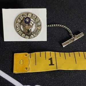 Vintage Elk Lodge BPOE Stag Rhinestone Tie Tack Lapel‎ Pin Chain Bar Formal Wear